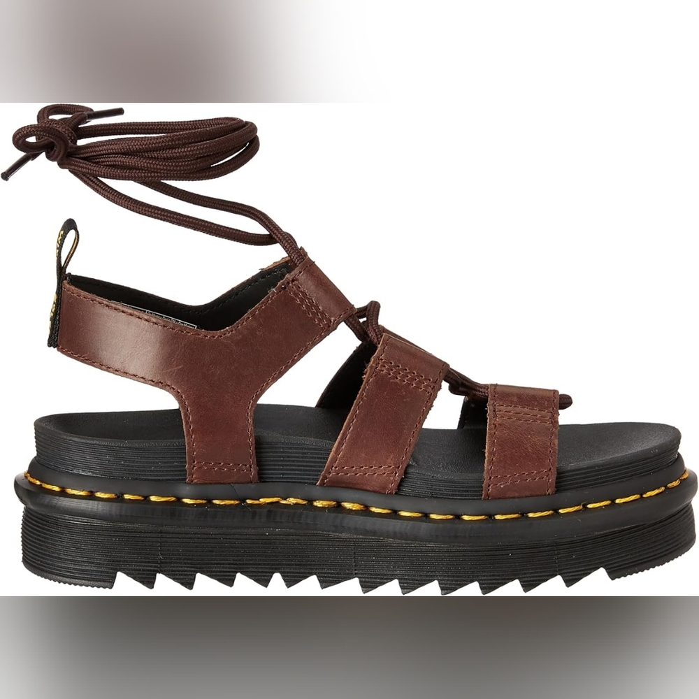 NEW Dr. Martens Nartilla Gladiator Sandals Strappy Illusion Leather Dark Brown - Picture 7 of 8